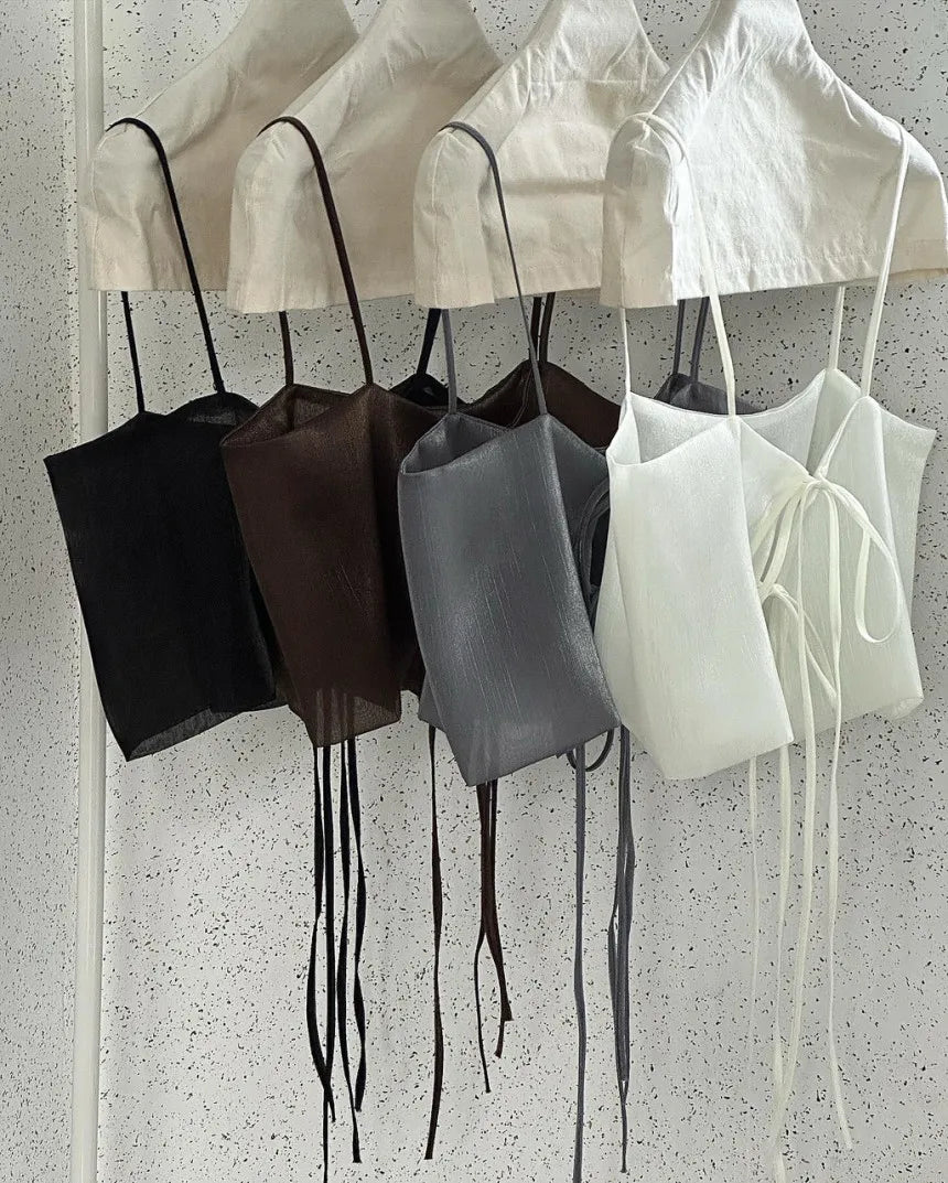 Chic Summer Loose ort Svel Vest Women's Faion Design Collar Tied Casual Versatile Layering Top Chinese Brand