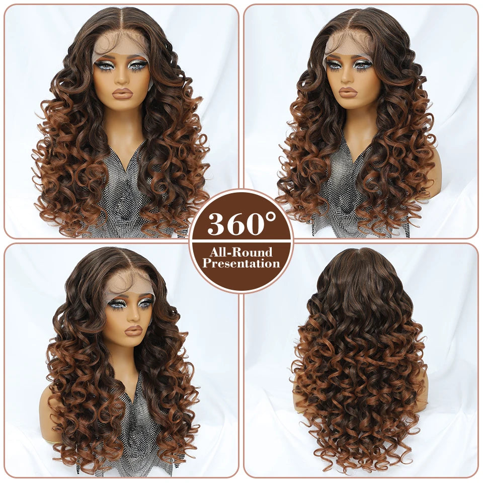 Latisha Lace Frontal Wig Synthetic 13x6 Curly Pre-Plucked Lace Frontal Wig With Baby Hair For Female 24" Lace Frontal Women Wigs