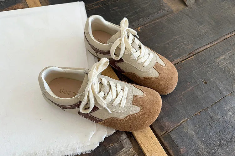 Careaymade-Genuine Leather wider toe women's shoes,soft sole comfortable casual single shoes,lace Barefoot small white shoes