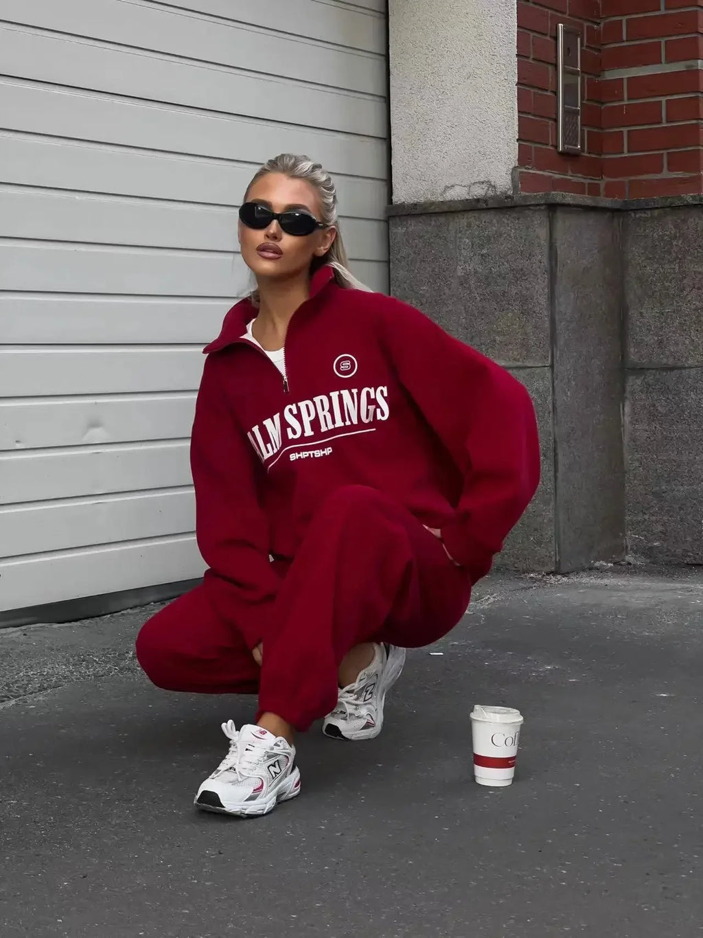 Zekye Spring Hoodies Women Letter Print Sweatshirt Hoodie Red Turtleneck Half Zipper Collar Pullover Tops K Pop Clothes Y2k