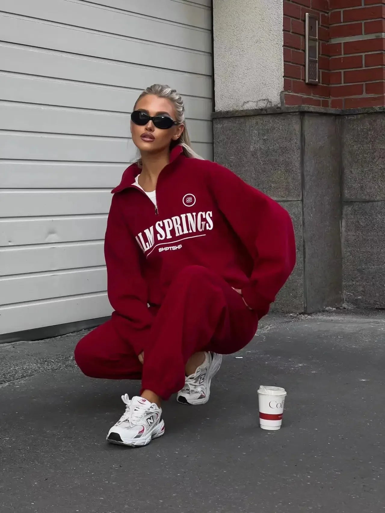 Zekye Spring Hoodies Women Letter Print Sweatshirt Hoodie Red Turtleneck Half Zipper Collar Pullover Tops K Pop Clothes Y2k