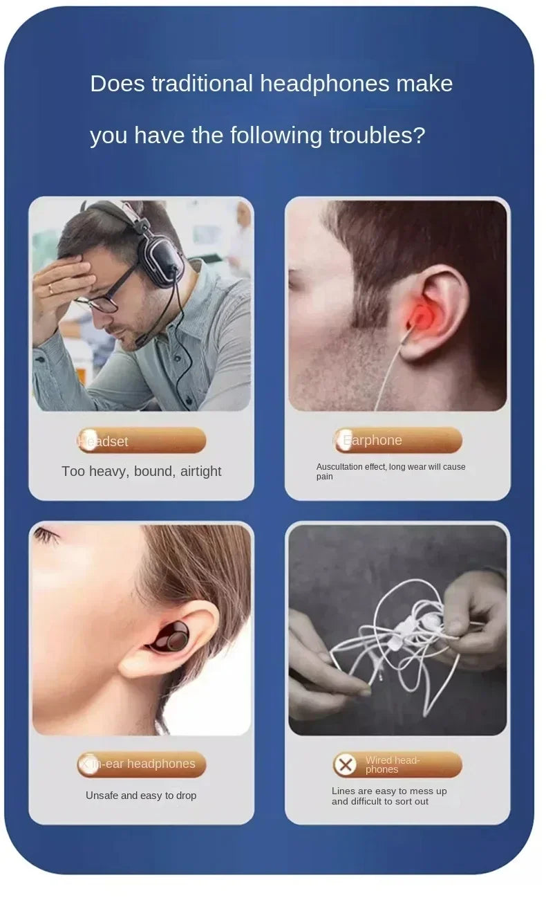 new AIR 1 Bone Conduction Wireless Bluetooth 5.3 Headphones Waterproof Headset Stereo Sports Earphones Earbuds With Mic