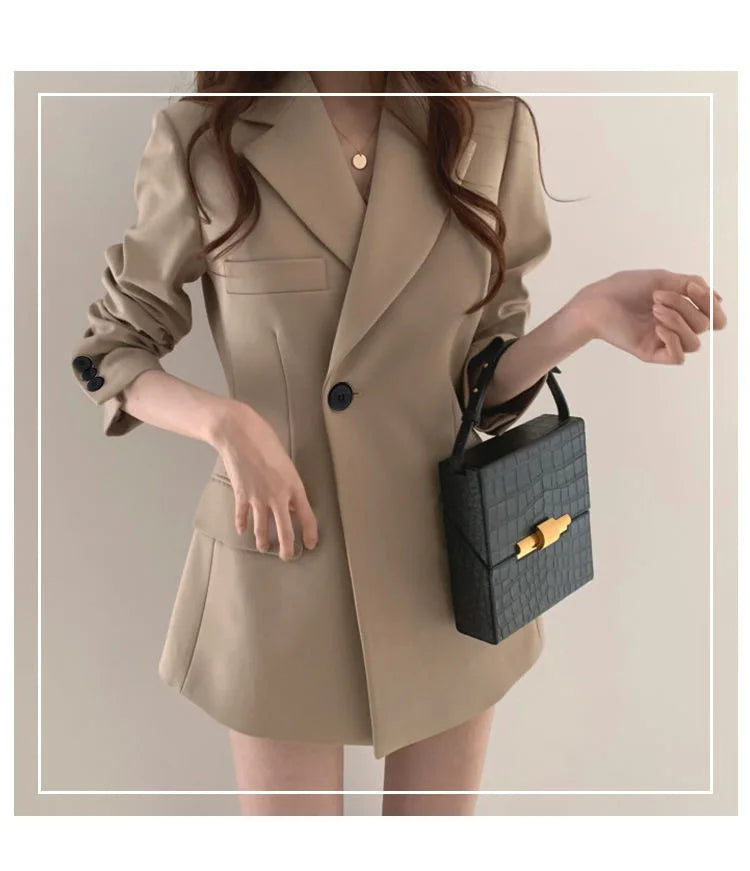 Autumn Winter Slim Women's Blazers Chic Casual Office Lady Suit Solid Fashion Coat Luxury Female Blazer Mujer Korean Style