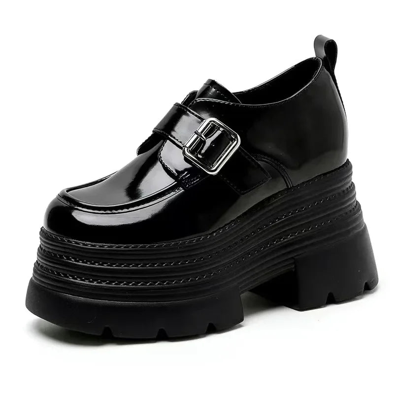 Ladies Shoes 2025 High Quality Buckle Strap Women's High Heels Fashion Round Toe Dress Pumps Women Hot Sale Solid Platform Heels