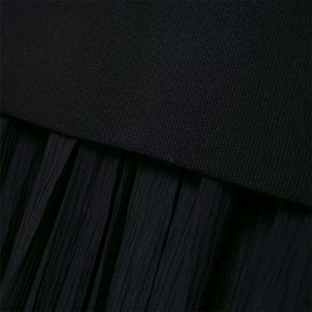 PB&ZA2024 Autumn New Women's Clothing Style Slimming Asymmetric Knitted Coat Small Folded Splicing Skirt Set