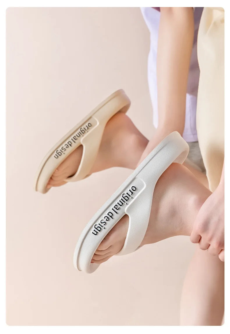 Supersoft Thick Sole EVA Unisex Flip Flops Home Non-slip Light Slides Outdoor Versatile Beach Flat Sandals for Couples Sandalias