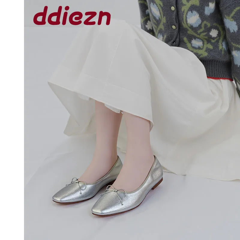 Luxury Butterfly-Knot Footwear Flats With Shoes For Women Female Soft Fashion Shallow Ladies Ballet Flats Slip On Shoes