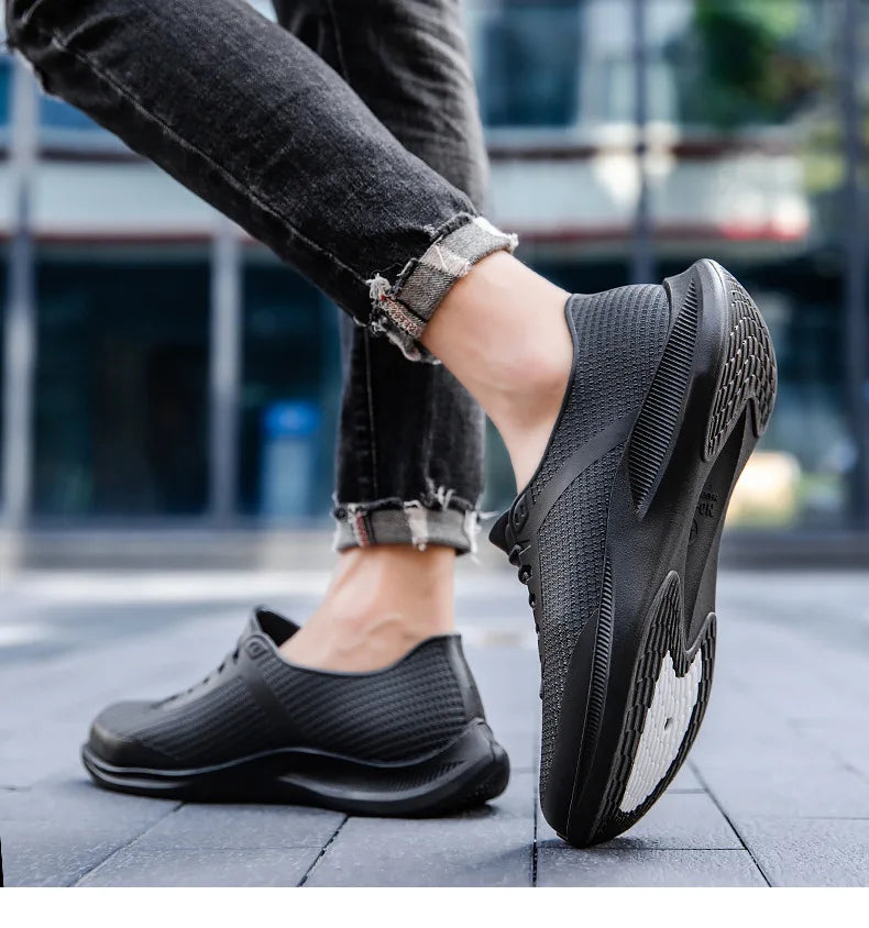 New Men's Outdoor Hiking Rain Boots Fashion Beach Non Slip Rain Shoes Rubber Fishing Work Shoes Durable Waterproof Rubber Shoes