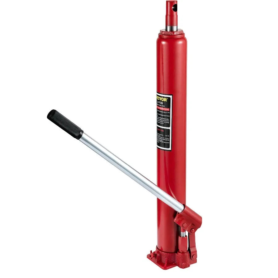 Hydraulic Long Ram Jack 4 Tons 8818 lbs Capacity with Single Piston Pump and Flat Base Manual Cherry Picker w Handle for Garag