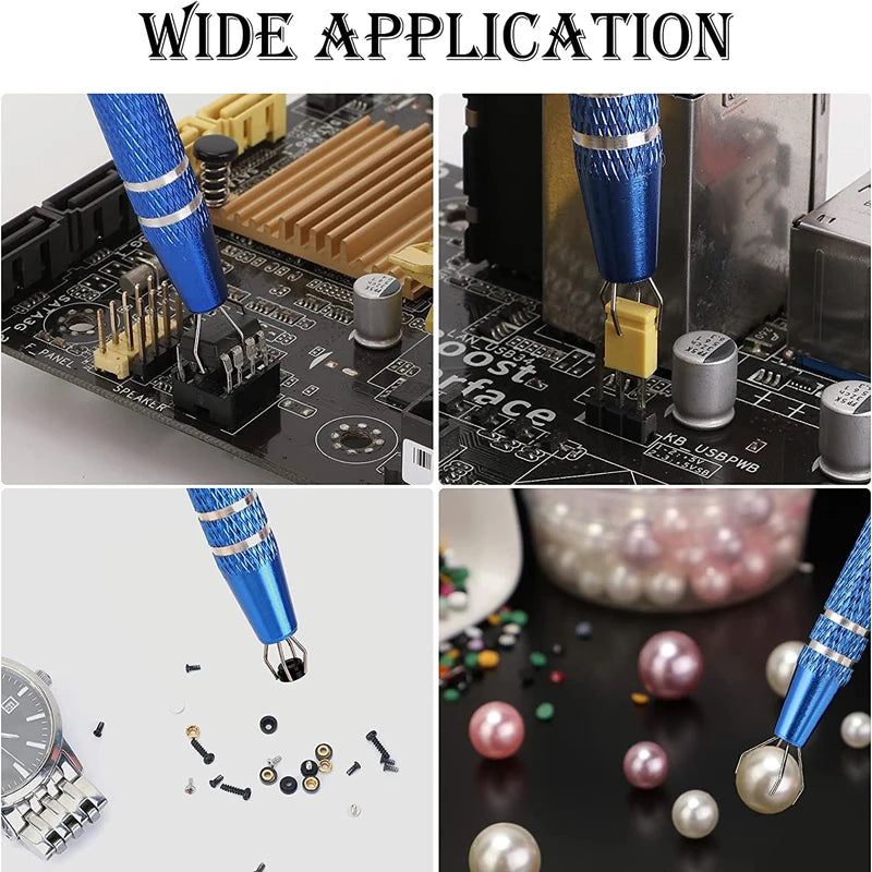IC Chip Extractor Electronic Component Parts Suction Pen With Bend Tweezers Catcher Pick Up Tool Metal Grabber Repair Hand Tools