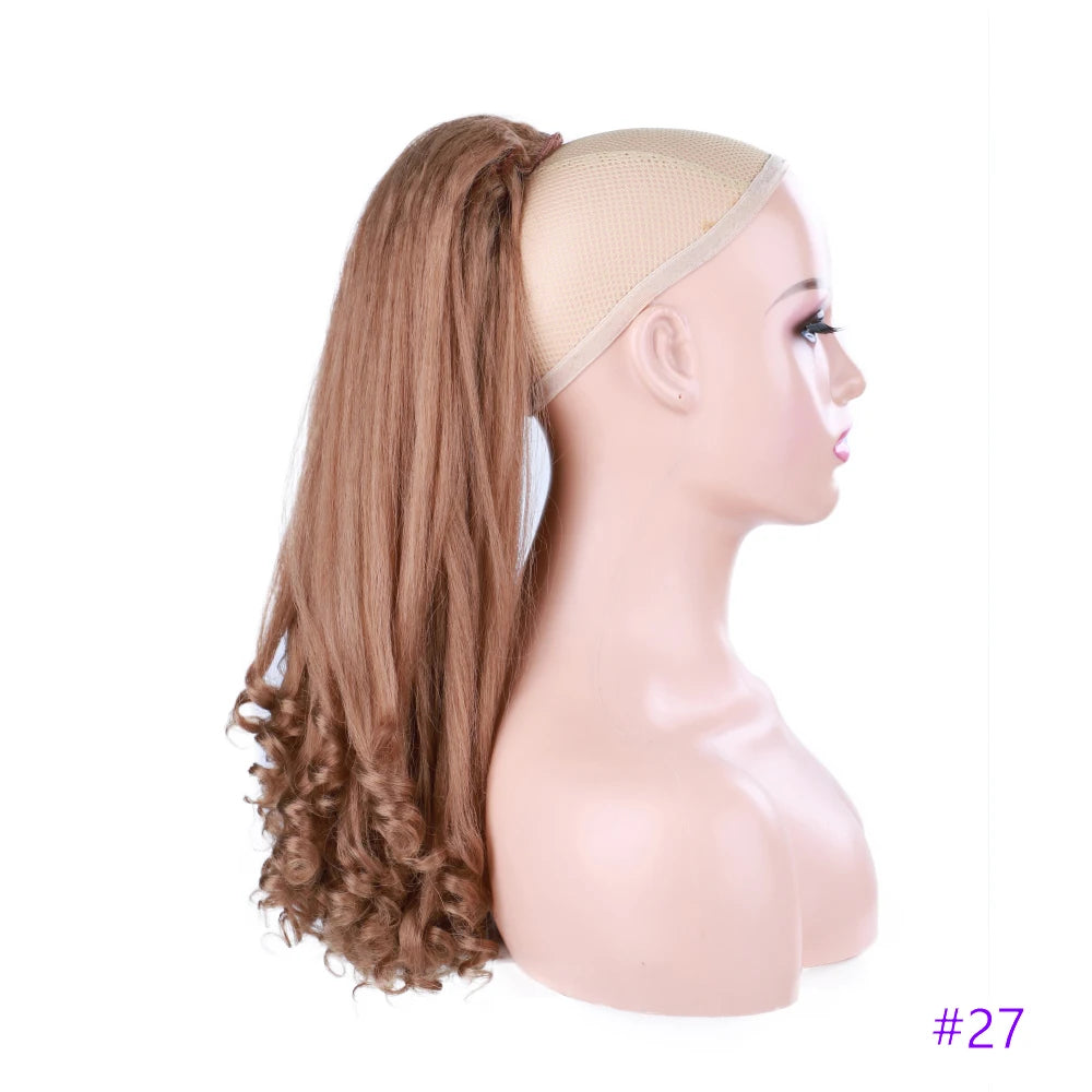 Synthetic Long Curly End Ponytail Extension Synthetic Draw-string Ponytail Clip-In Hair Extension For Women Natural Looking
