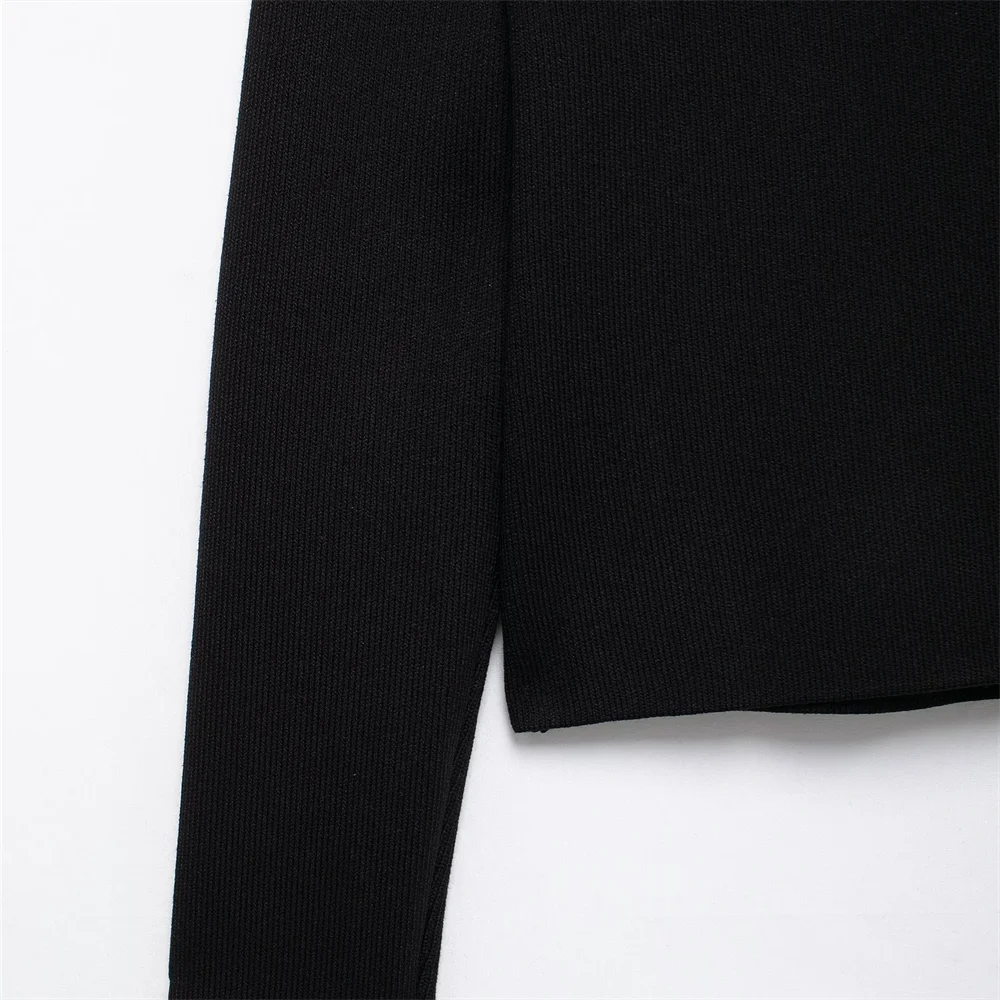 PB&ZA2024 Autumn New Women's Clothing Style Slimming Asymmetric Knitted Coat Small Folded Splicing Skirt Set