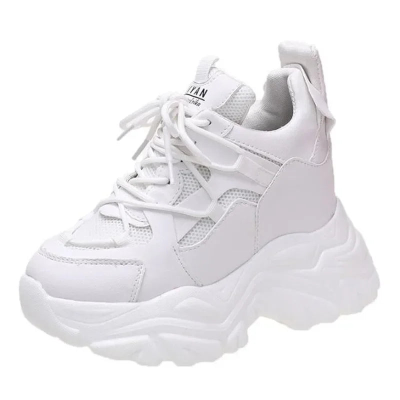 Autumn Orange Platform Sneakers Thick Sole Wedge Heels Women Casual Shoes Lace-up Slip On 2025 Ladies Height Increasing Shoes