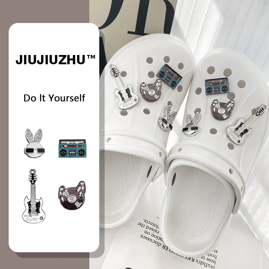 8pcs Animal Rock Music Guitar Detachable Charm Shoe Decorations, Suitable for Crocs Clogs Bogg Bags Party Gift Idea