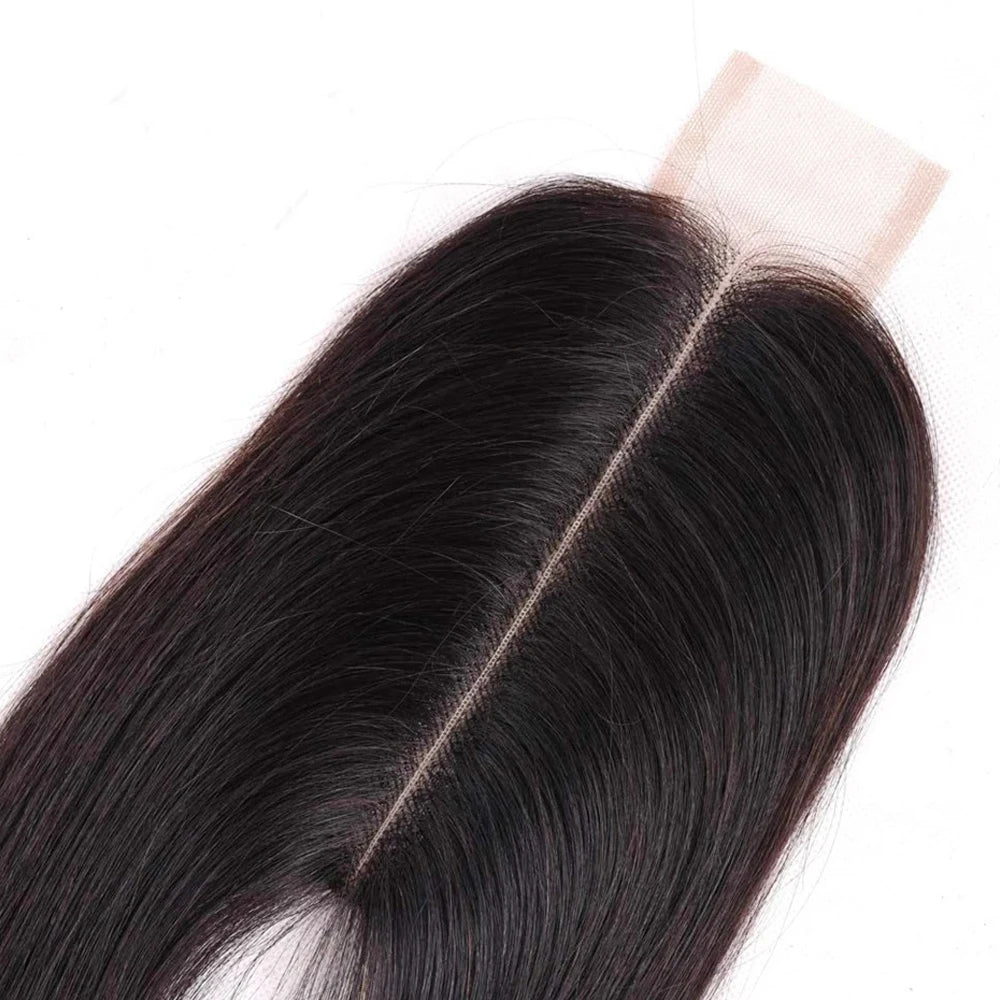 2x6 Lace Closure 100% Human Hair Transparent Lace Frontal For Black Women Brazilian Hair Pre-Plucked Middle Part Lace Closure