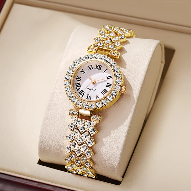 1/3PCS Luxury Rhinestone Women Watches Fashion Roma Dial Quartz Watch for Women Clock（Without Box）