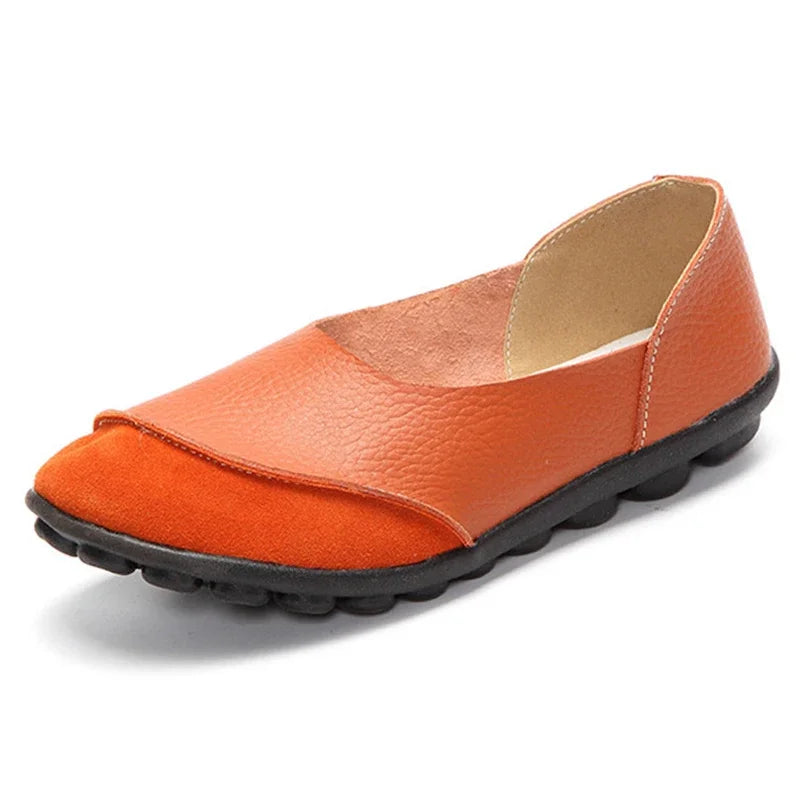 YAERNI Woman Shoes Summer Spring Genuine Leather Loafers Solid Slip-On Round Toe Handmade Flats W060