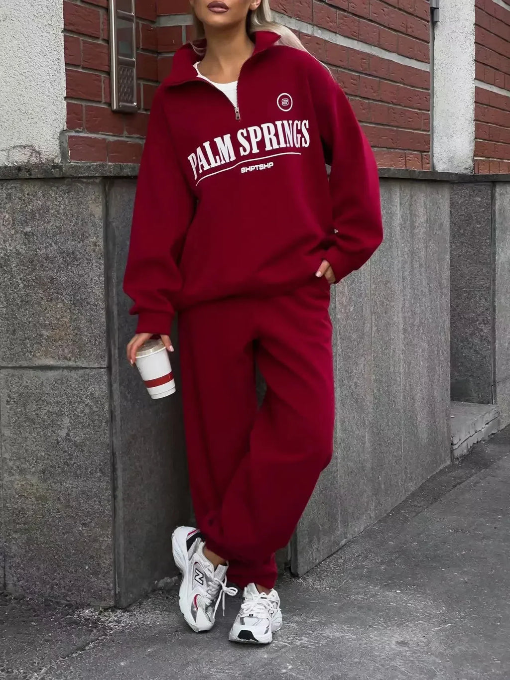 Zekye Spring Hoodies Women Letter Print Sweatshirt Hoodie Red Turtleneck Half Zipper Collar Pullover Tops K Pop Clothes Y2k