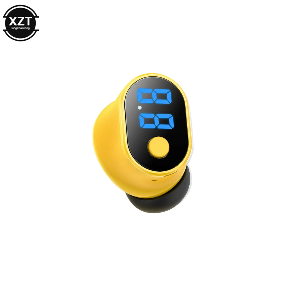 Mini Single Headphones Bluetooth-compatible5.2 Earphones Power Display TWS Wireless Earbuds Mic Support Voice Assistant Headsets