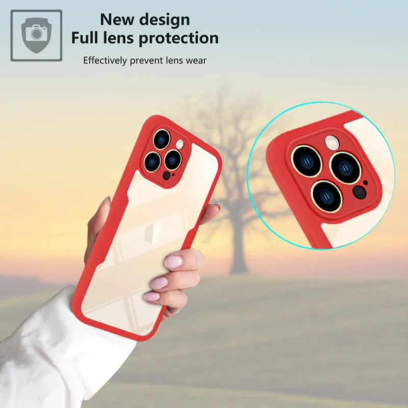360 Full Protection Transparent Phone Case For iPhone 14 Plus 13 12 11 15 Pro XS Max X Soft Front Film+Rear Hard PC Bumper Cover