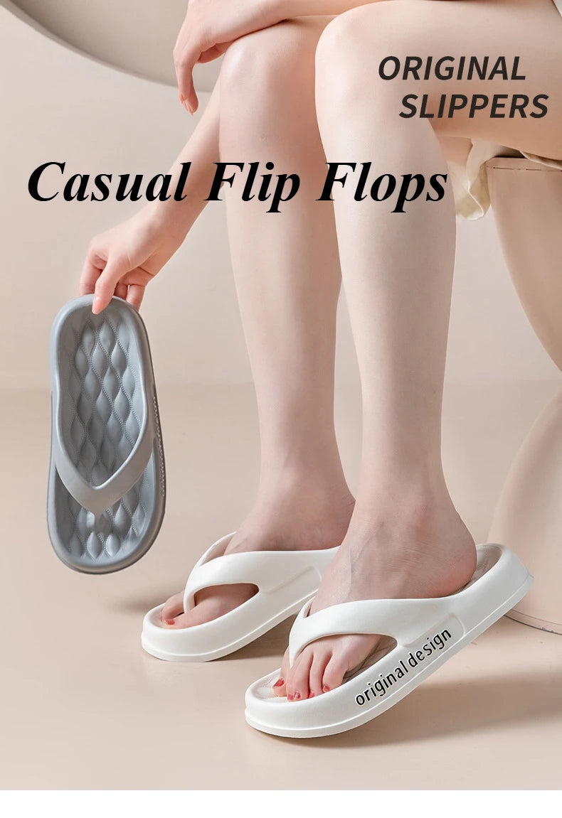 Supersoft Thick Sole EVA Unisex Flip Flops Home Non-slip Light Slides Outdoor Versatile Beach Flat Sandals for Couples Sandalias