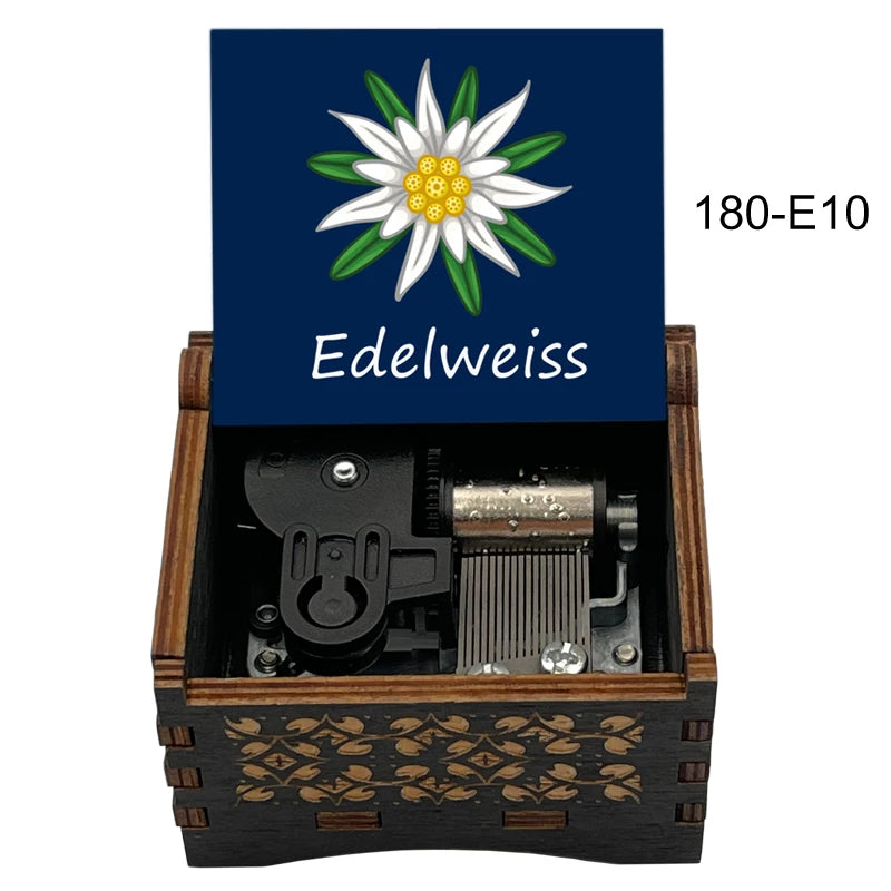 Edelweiss Wooden Music Box 18 Note Wind Up Movement Boutique Friends Birthday Gift Cute Home Decoration