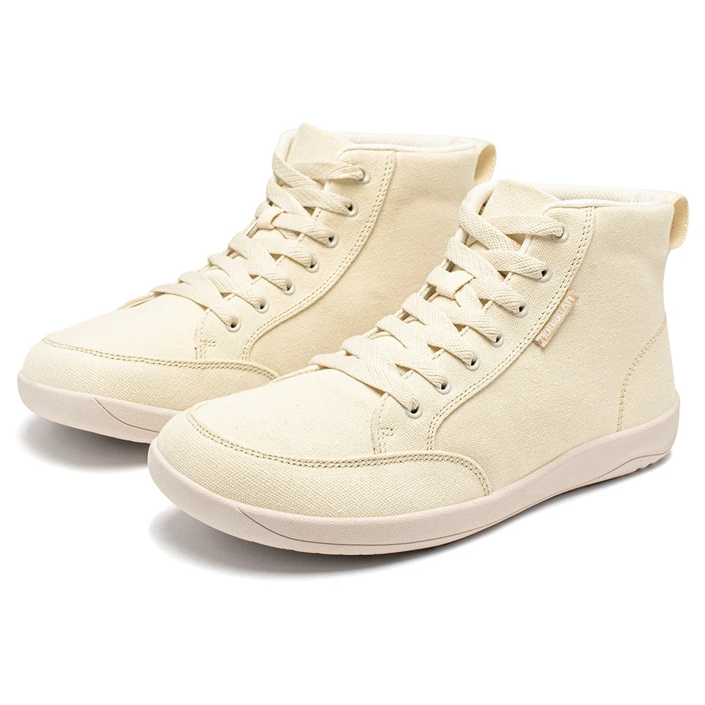 HOBIBEAR Mid-Top Barefoot Shoes Unisex Wide Toe Box Canvas Sneakes Zero Drop Lace Up Outdoor Walking Shoes