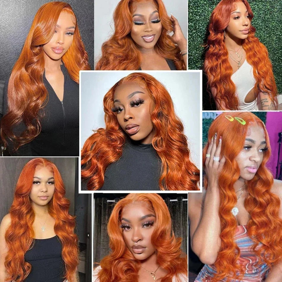 Lafino Ginger Hd Lace Wig 13x6 Human Hair Loose Body Wave 13x4 Lace Frontal Body Wave Wigs Orange Wig 350 Colored Human Hair Wig