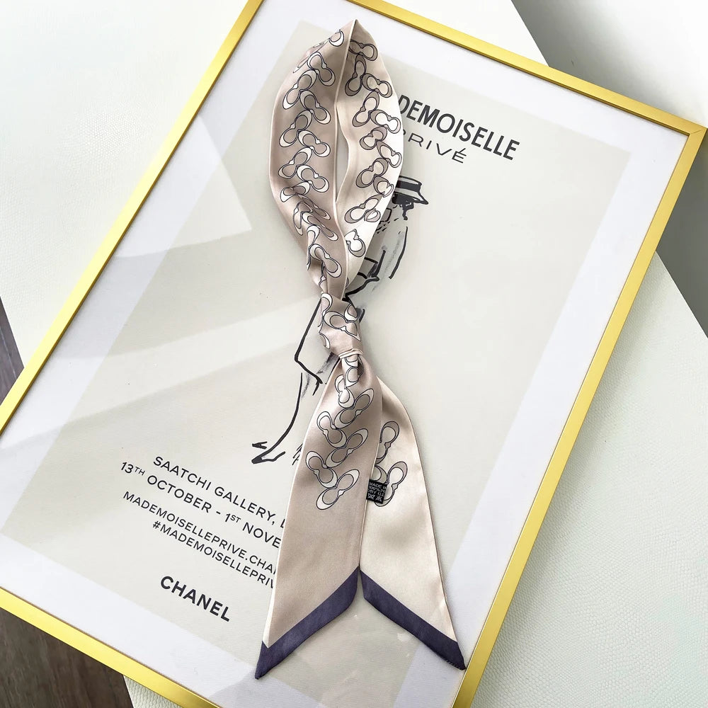 Korean Version of The Autumn Plain Color New Women's Ribbon Hair Ribbon Streamer Tied bag Long belt silk scarf Small Scarf Scarf