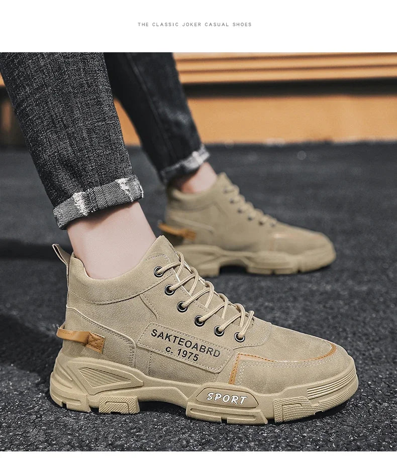 Men's Casual Boots Soft Sole Anti Slip Four Seasons Work Outdoor Botas Student Sports Boot Fashion Youth Versatile Trendy Boots