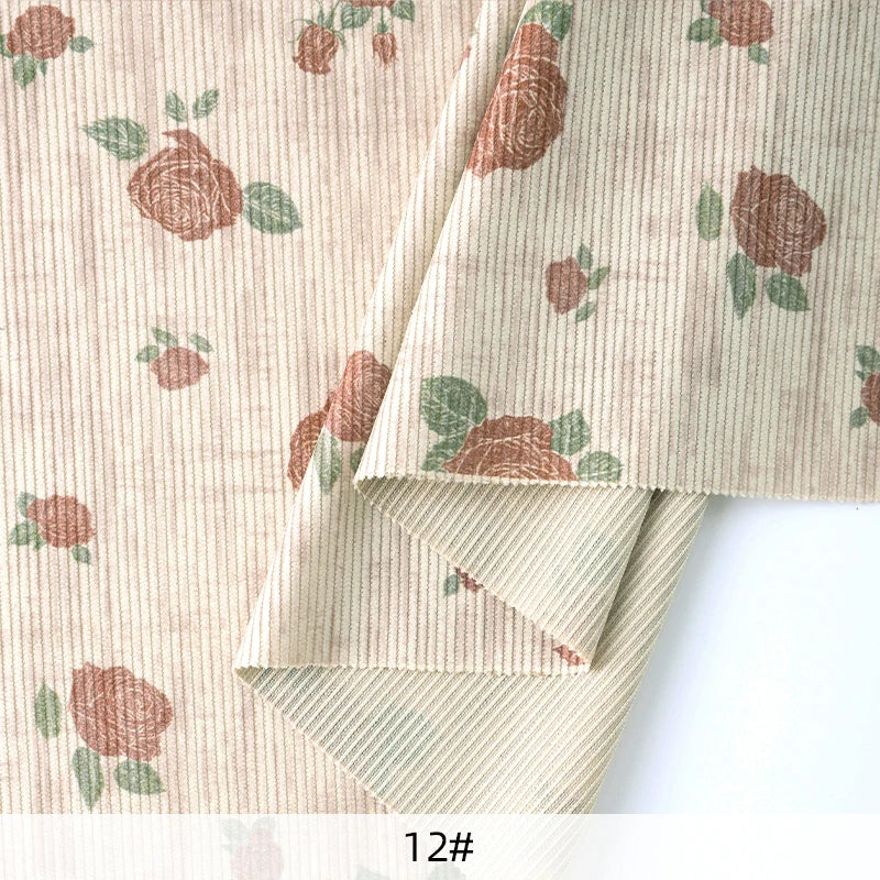0.5/1/2Yard Ribbed Corduroy Fabric Vintage Style Colour Print Spring Autumn DIY Sewing Fabric Making Pants Jacket Clothing Cloth