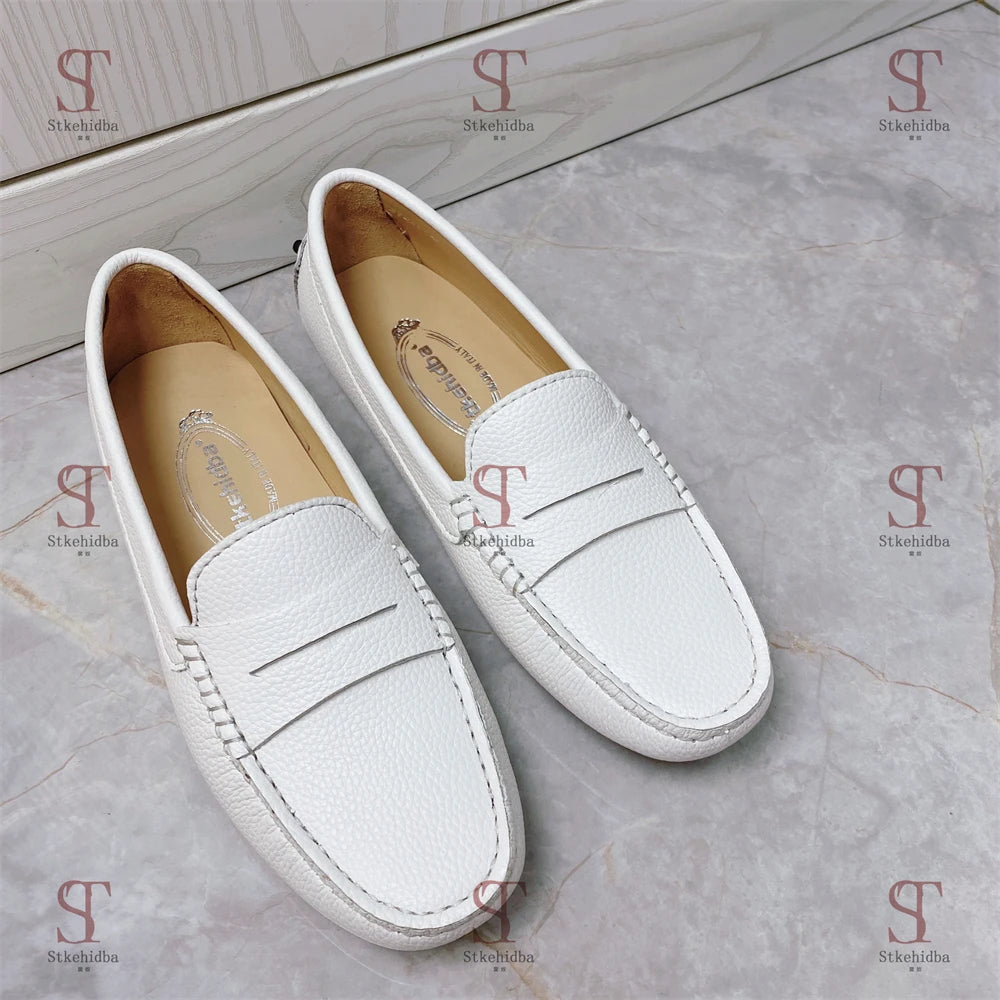 120 Genuine Leather Woman Shoes Square Toes Shallow Slip-on Loafers Shoes For Woman Real Leather Daily Shoes Plus Size 34-42