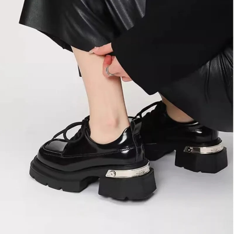 Autumn New Thick Heel Shoes Women's Fashion Round Head Thick Sole Front Strap Thick Sole Non-slip Low Top Shoes