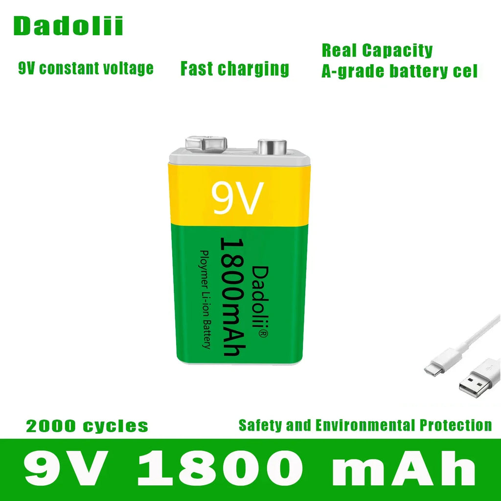 2024 9V 1800mAh li-ion Rechargeable battery Micro USB Batteries 9 v lithium for Multimeter Microphone Toy Remote Control KTV use