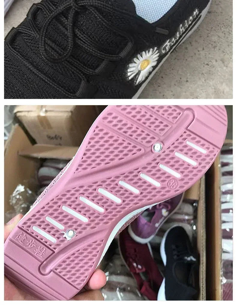 Fashionable Women's Sports Shoes, Thick Breathable Soft Sole Mesh, Lightweight Sneakers Casual Shoes, Comfort, Breathable
