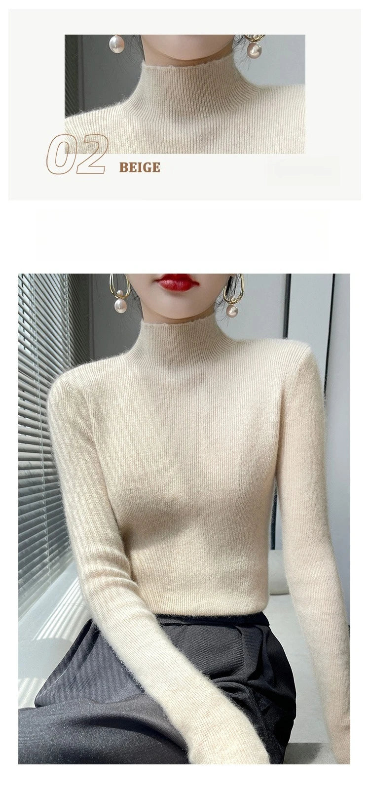 Female Slim Fit Women Sweater 2025 Autumn Winter Turtleneck Thickening Warm Soft Pullovers Ladies Solid Versatile Knitted Tops