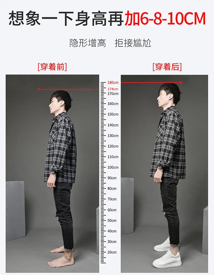 Luxury Elevator Shoes Men Women Sneakers Height Increasing Invisible 6 8 10CM Heighten Sports Man Taller Lift White Shoes