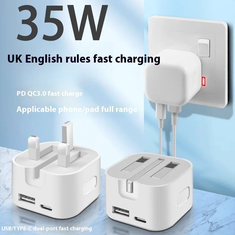 Super Fast Quick Charging 20W 35W UK GB AC Home Travel USB C Charger For IPhone 13 14 15 16 Samsung s24 S23 ultra Xiaomi