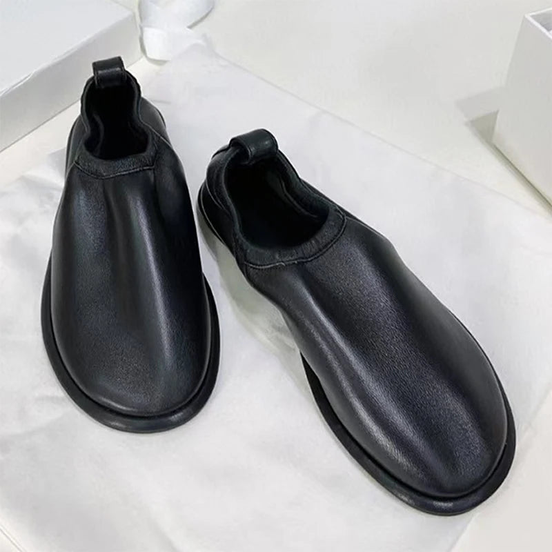 High Quality Suede Leather Loafers Women Round Toe Slip-On Casual Flat Shoes Woman Daily Lightweight Comfort Walking Shoes Woman