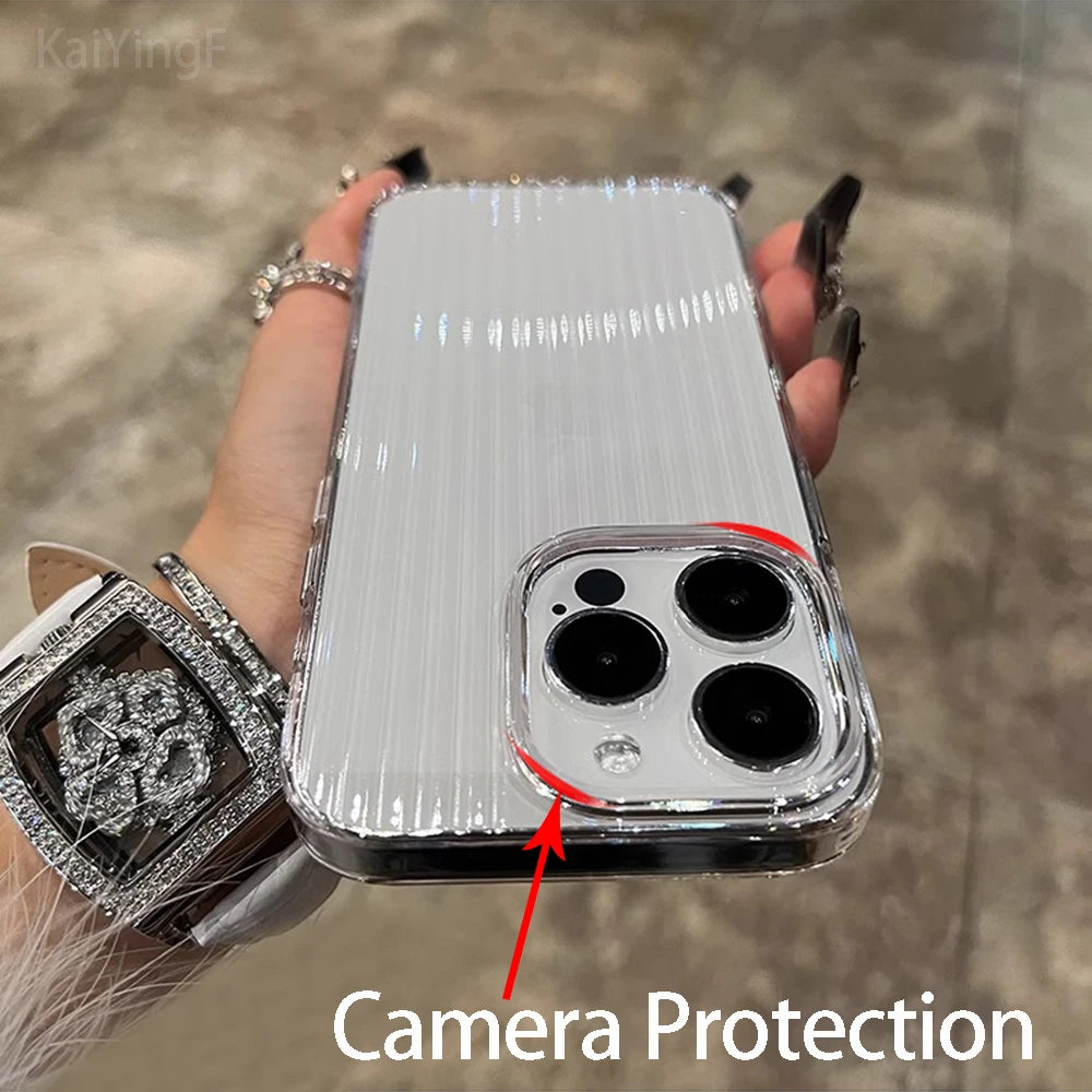 Transparent Phone Case For iPhone 16 15 11 12 13 14 Pro Max Soft Corrugated Silicone Bumper Back Cover Clear Case