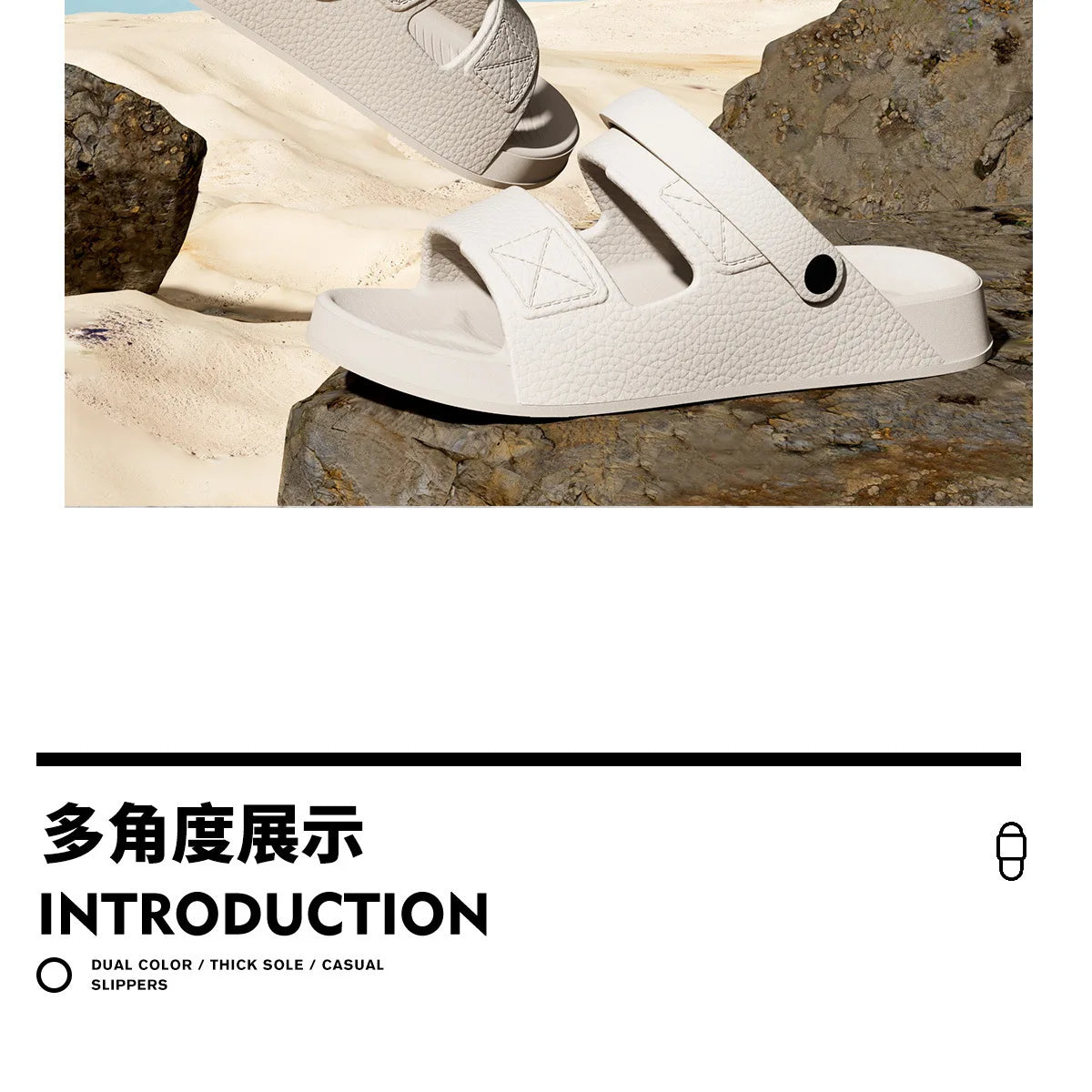 Shevalues New Sandals For Men Non-slip Outdoor Beach Shoes Soft Sole Comfortable Slides EVA Lightweight Men's Bathroom Slippers