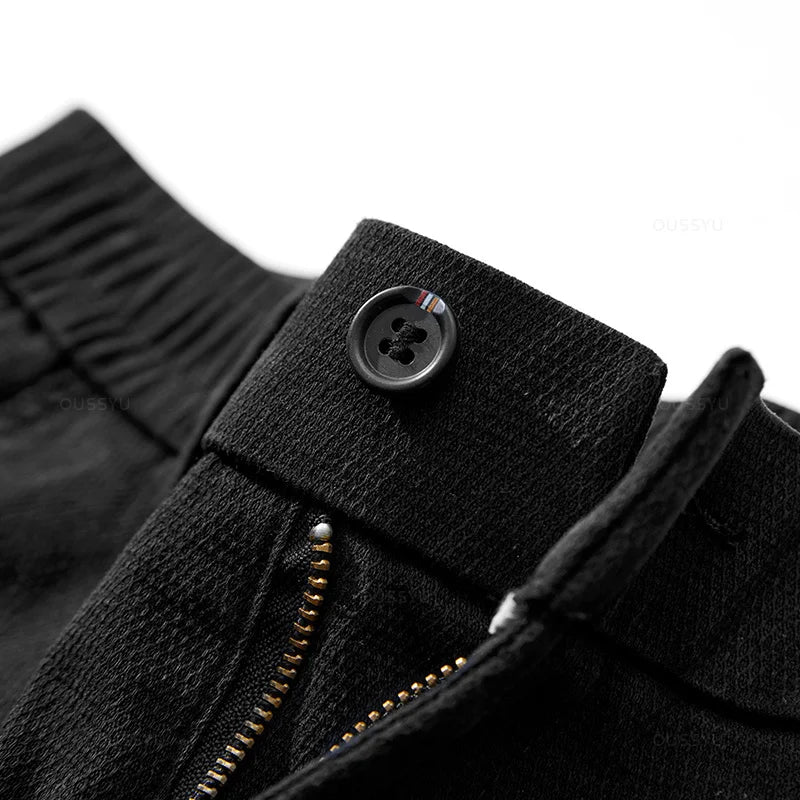 Spring Autumn New Upgraded Lyocell Fabric Jeans Men Loose Straight Elastic Waist Casual Denim Pants Trousers Male Large Size 5XL