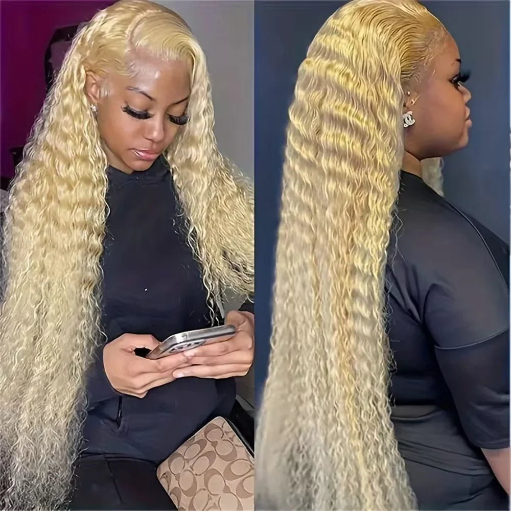 13x4 Blonde Lace Front Wigs Human Hair Brazilian Kinky Curly 13x6 HD 613 Curly Wavy Lace Front for Black Women 180% Density