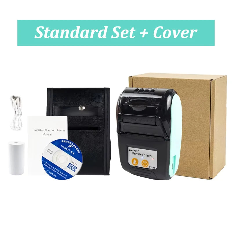 PT210 Mini Receipt Printer 58mm Portable Thermal Ticket Printer Android IOS Windows Wireless Bluetooth List Bill Maker With Plug