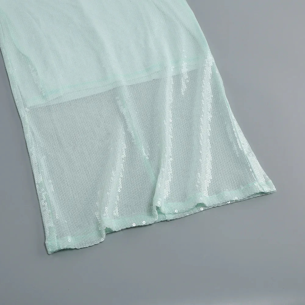 Luxury celebrity vacation photography nightclub evening gown sexy solid color sequin banquet long sleeved dress