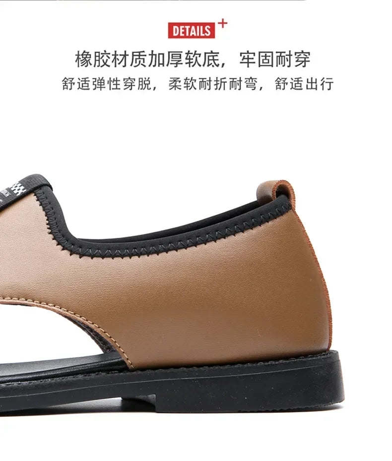 Sandals for Men Brand Casual Shoes Outdoor Fashion Men's Slippers Comfortable Beach Shoes High Quality Leather Man Flat 2025