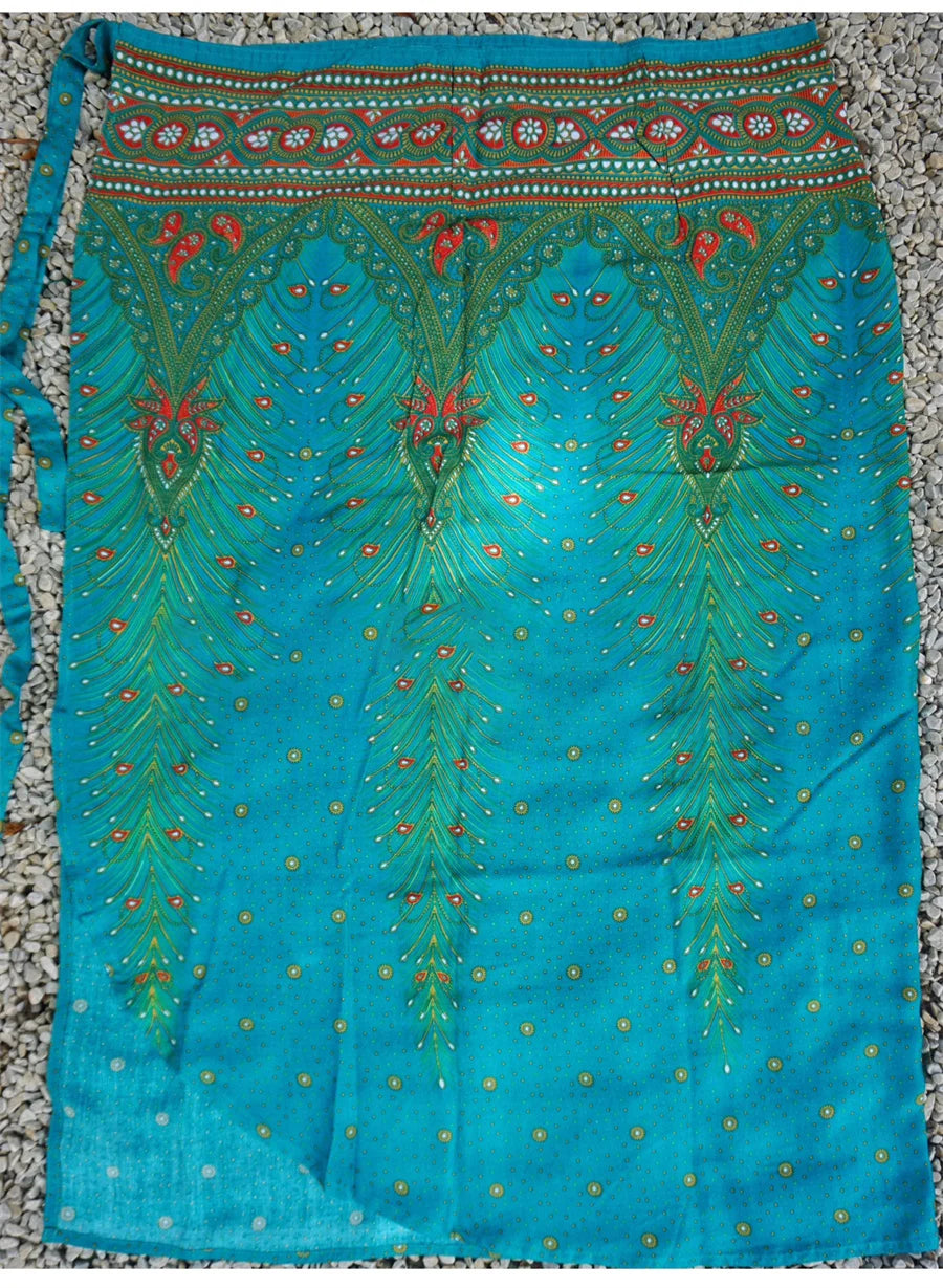 Women’s Boho Maxi Wrap Long Skirt Tie Up Beach Cover Up Dress Vintage Bohemian Adjustable High Waisted Holiday Rayon Dress