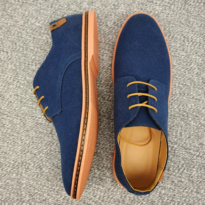 2024 Spring Suede Leather Men Shoes Oxford Casual Shoes Classic Sneakers Comfortable Footwear Dress Shoes Large Size Flats