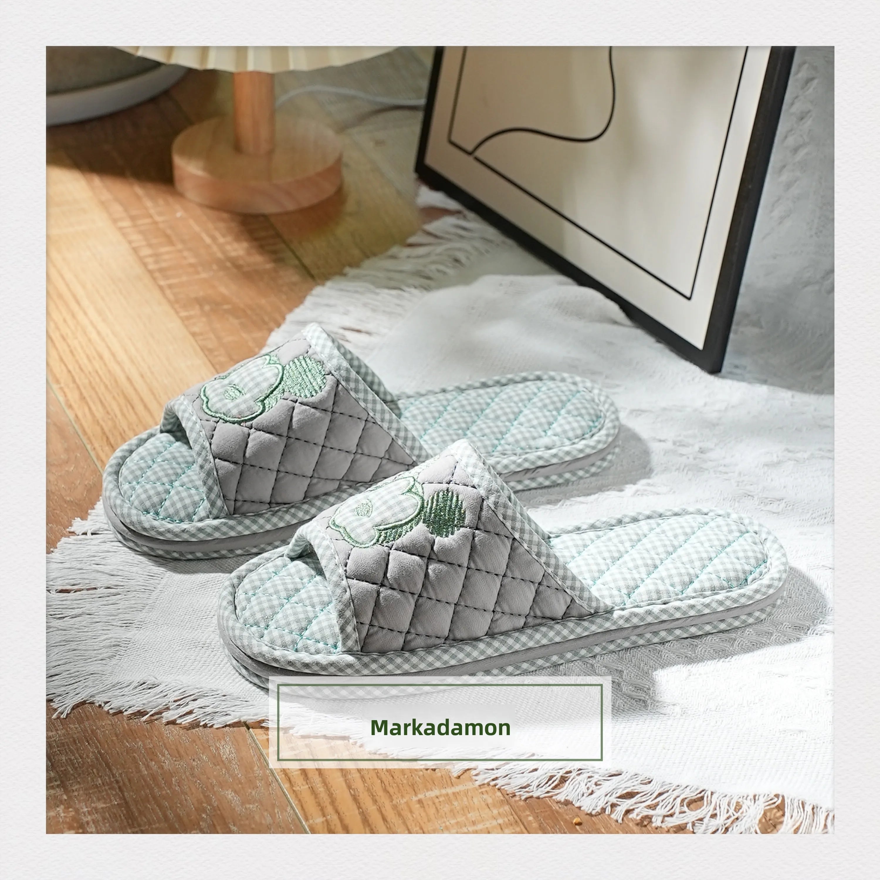 New Pure Cotton Thiened Tee-Layer Simple ex Soft Bot Noise Reduction Indoor Home Floor Slippers Couple Home oes