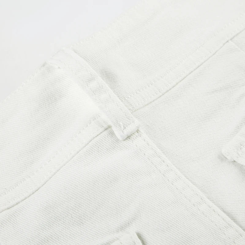 Y2K Women's Knitted White Shorts Pockets Sexy Low Rise Skinny Super Short Pants Streetwear Casual Summer Chic Basic Shorts Chic